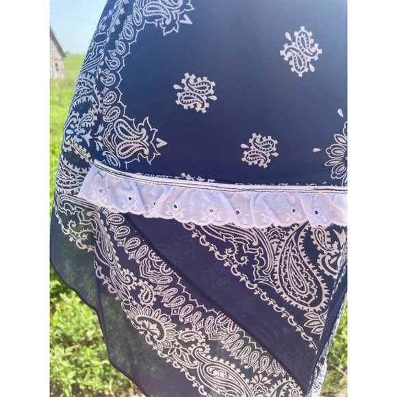 Vintage Blue Bandanna Half Apron Western Farmhouse - Picture 13 of 16